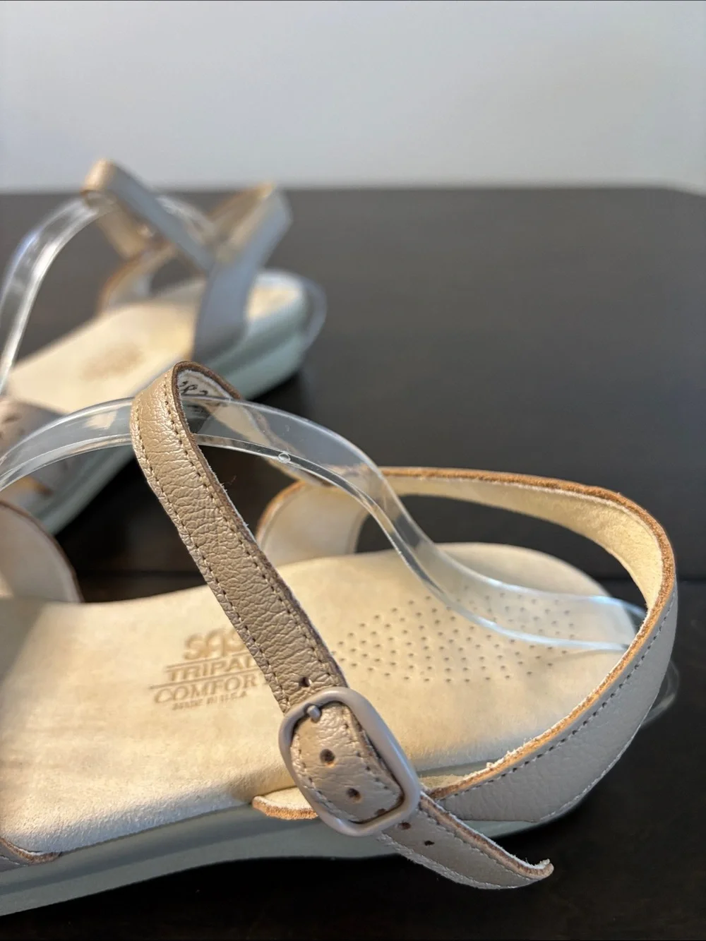 SAS Women's Beige Leather Tripad Comfort Sandals Size 10